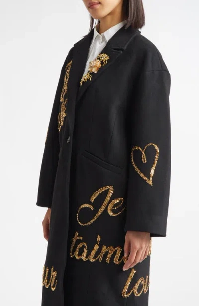 Cinq À Sept Cinq A Sept Sequined Coat In Black