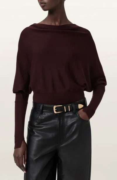 Allsaints Ridley Dolman Sleeve Crop Sweater In Burgundy