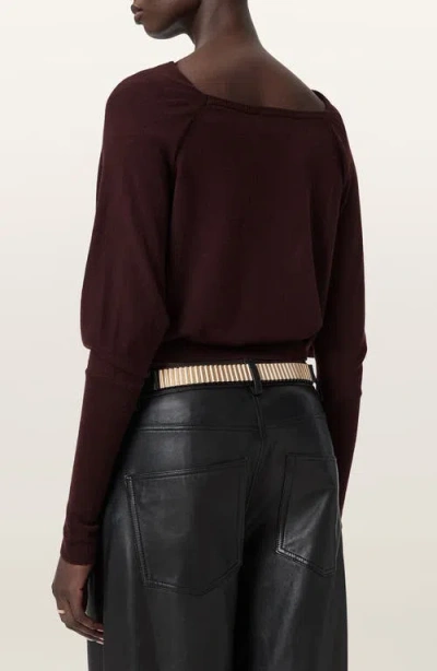 Allsaints Ridley Dolman Sleeve Crop Sweater In Burgundy
