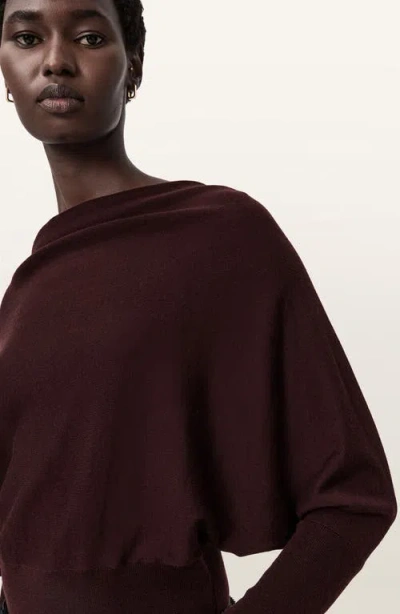 Allsaints Ridley Dolman Sleeve Crop Sweater In Burgundy