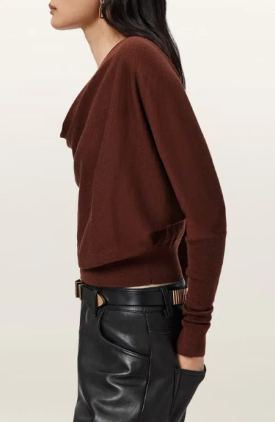 Allsaints Ridley Dolman Sleeve Crop Sweater In Brown