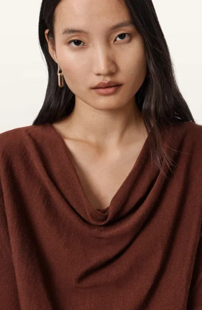 Allsaints Ridley Dolman Sleeve Crop Sweater In Brown