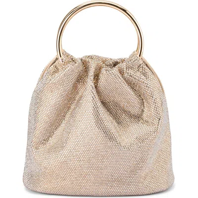 Olga Berg Mabel Crystal Top Handle Clutch In Gold