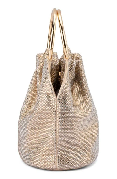 Olga Berg Mabel Crystal Top Handle Clutch In Gold