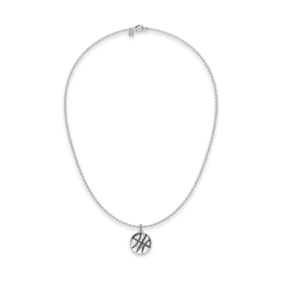 Pascal The Basketball Crooked Ball Diamond Pavé Necklace In Metallic