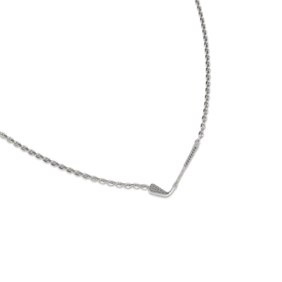 Pascal The Golf Club Necklace, White Diamond Pavé In Metallic