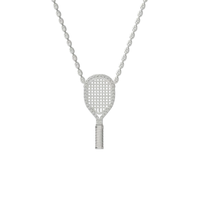 Pascal The Tennis Necklace, White Diamond Halo In Metallic
