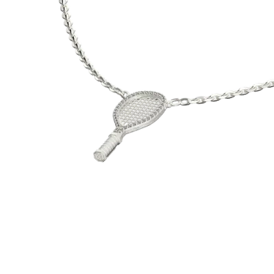 Pascal The Tennis Necklace, White Diamond Halo In Metallic