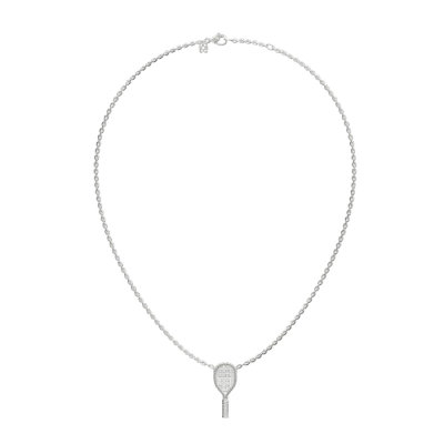 Pascal The Tennis Necklace, White Diamond Halo In Metallic