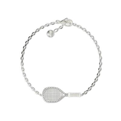 Pascal The Tennis Bracelet, White Diamond Halo In Metallic