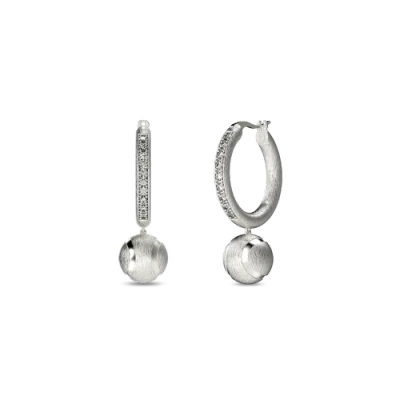 Pascal The Tennis Ball Hoop Earring, White Diamond Pavé In Metallic