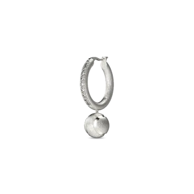 Pascal The Tennis Ball Hoop Earring, White Diamond Pavé In Metallic