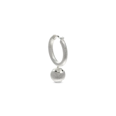 Pascal The Tennis Ball Hoop Earring, White Diamond Pavé In Metallic