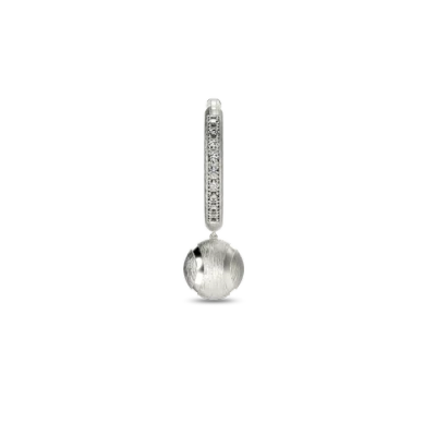 Pascal The Tennis Ball Hoop Earring, White Diamond Pavé In Metallic