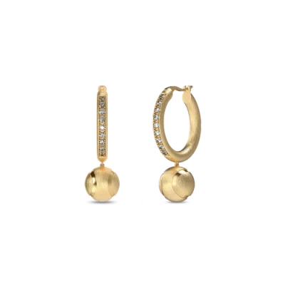 Pascal The Tennis Ball Hoop Earring, White Diamond Pavé In Red