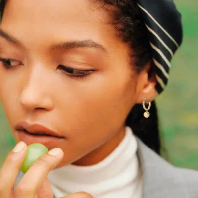 Pascal The Tennis Ball Hoop Earring, White Diamond Pavé In Red