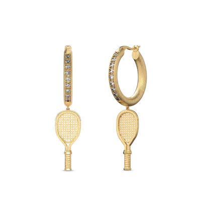 Pascal The Tennis Racket Hoop Earring, White Diamond In Gold