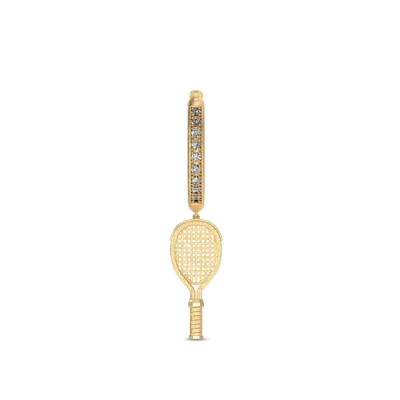 Pascal The Tennis Racket Hoop Earring, White Diamond In Gold