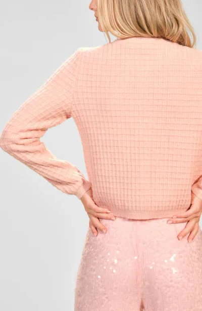 Isaac Mizrahi New York Crystal Crop Cardigan In Pink