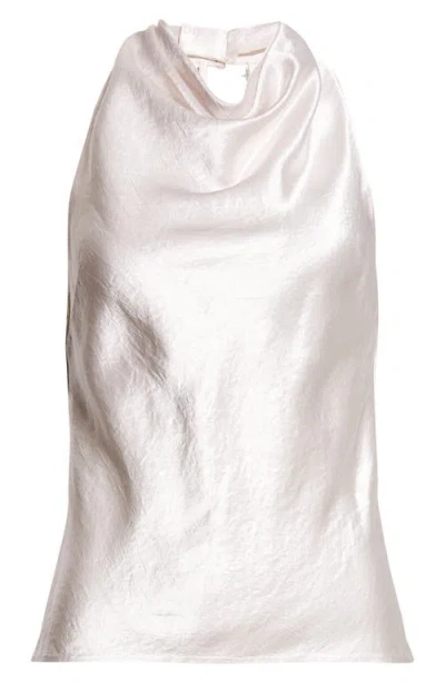 Jason Wu Collection Embellished Cowl Back Washed Twill Halter Top In Gray