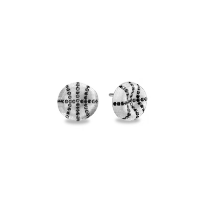 Pascal The Basketball Leaking Ball Diamond Pavé Earrings In Metallic