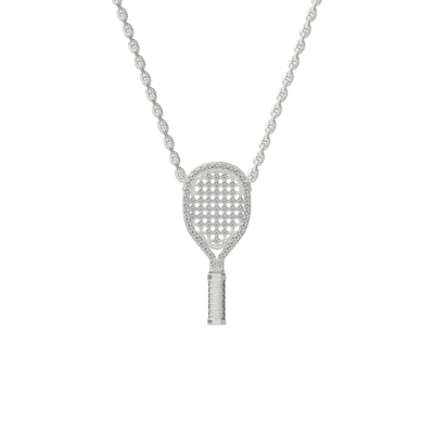 Pascal The Tennis Necklace, White Diamond Pavé In Metallic