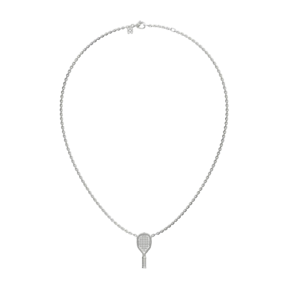 Pascal The Tennis Necklace, White Diamond Pavé In Metallic