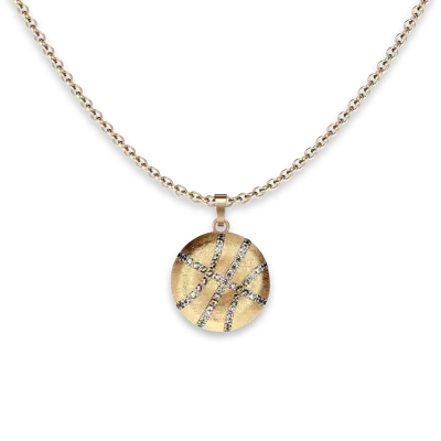 Pascal The Basketball Crooked Ball Diamond Pavé Necklace In Gold
