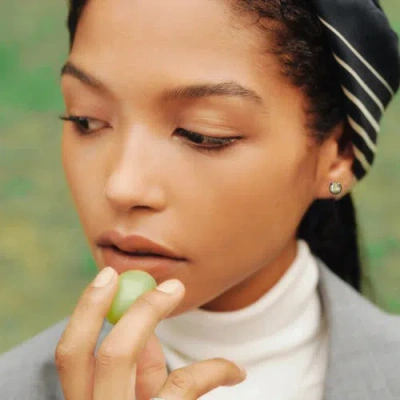 Pascal The Tennis Ball Stud Earring, Yellow Diamond Pavé In Metallic