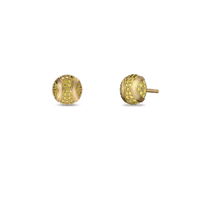 Pascal The Tennis Ball Stud Earring, Yellow Diamond Pavé In Gold