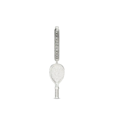 Pascal The Tennis Hoop Earrings, White Diamond In Metallic