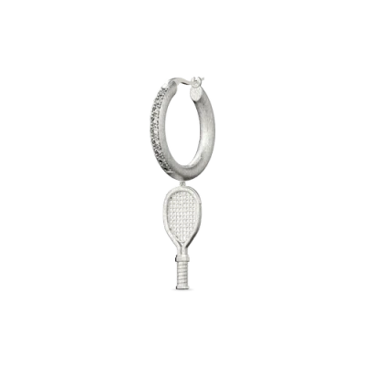 Pascal The Tennis Hoop Earrings, White Diamond In Metallic