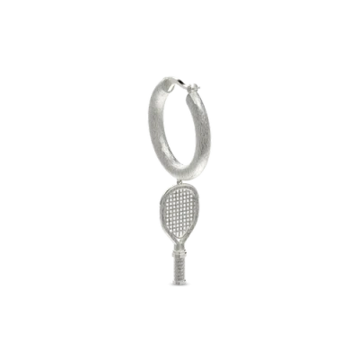 Pascal The Tennis Hoop Earrings, White Diamond In Metallic