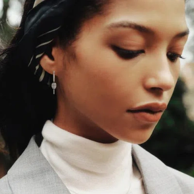 Pascal The Tennis Hoop Earrings, White Diamond In Metallic