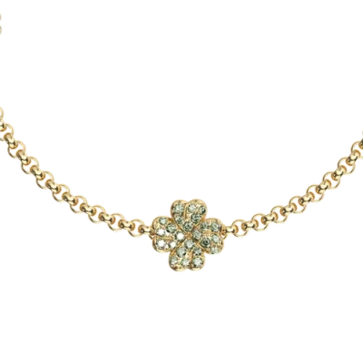 Pascal Lucky Clover 5 Motifs Bracelet, Green Diamond Pavé In Gold