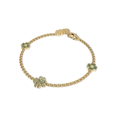 Pascal Lucky Clover 5 Motifs Bracelet, Green Diamond Pavé In Gold