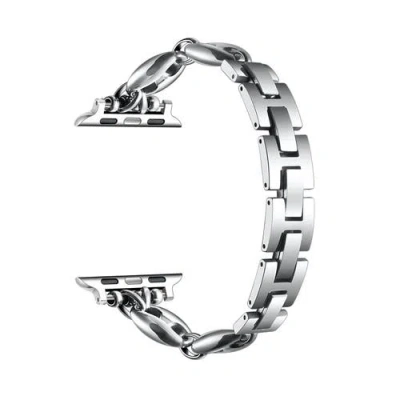 Posh Tech Poppy Stainless Steel And Rhinestone Link Band For Apple Watch In Metallic