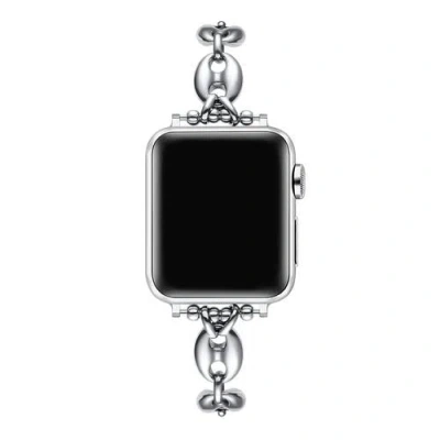 Posh Tech Poppy Stainless Steel And Rhinestone Link Band For Apple Watch In Metallic