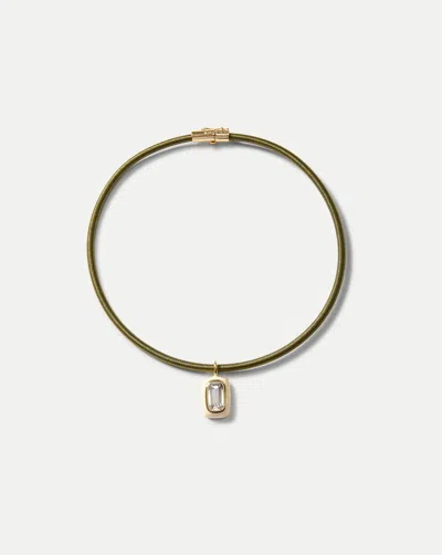 Veronica Beard Army Cord Pendant Necklace In Green