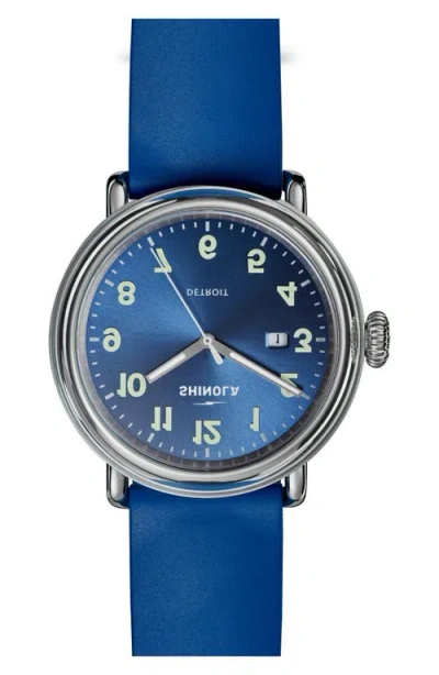 Shinola Detrola Rubber Strap Watch, 41mm In Blue