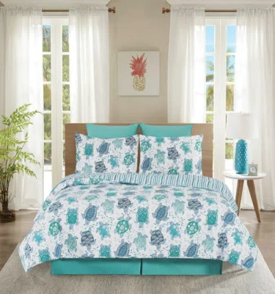 C & F Home C&f Home Turtle Bay Beach Coastal Cotton Quilt Set In Blue