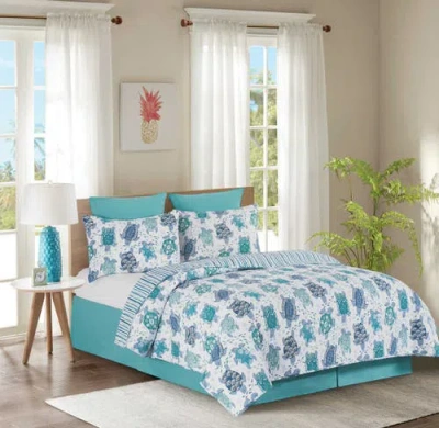 C & F Home C&f Home Turtle Bay Beach Coastal Cotton Quilt Set In Blue