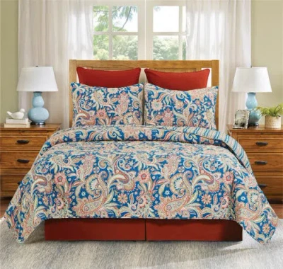C & F Home C&f Home Marla Damask Cotton Quilt Set In Blue