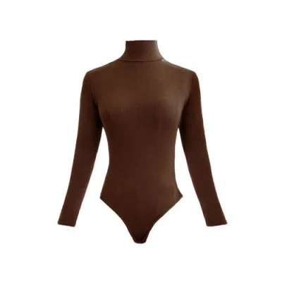Ats Bree Highneck Bodysuit In Brown