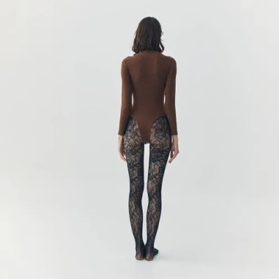 Ats Bree Highneck Bodysuit In Brown