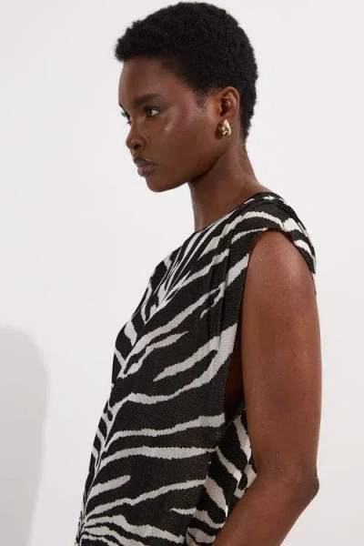 Karen Millen Jacquard Zebra Print Slinky Maxi Dress In Multi