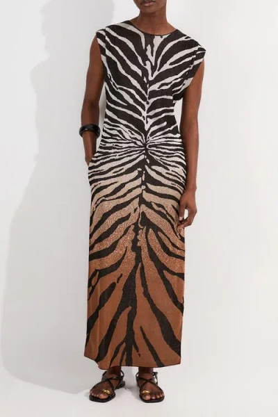 Karen Millen Jacquard Zebra Print Slinky Maxi Dress In Multi