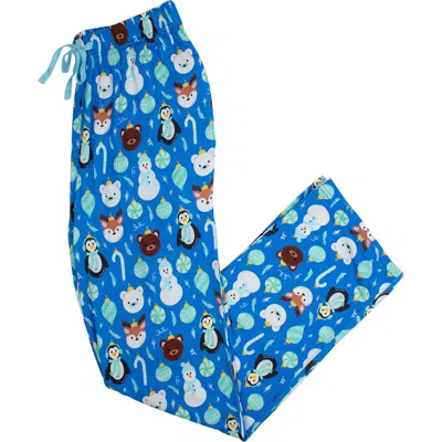 Rufflebutts Softsnooze Unisex Holiday Adult Pajama Pants In Blue