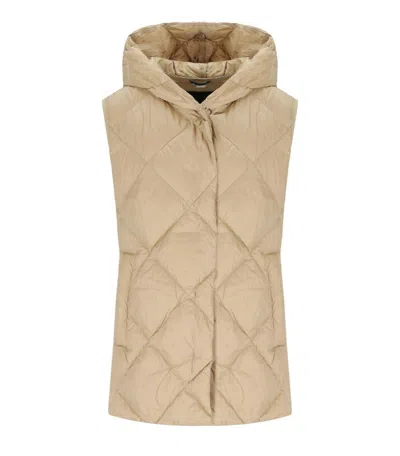 Weekend Max Mara Frutto Beige Hooded Vest In Neutral