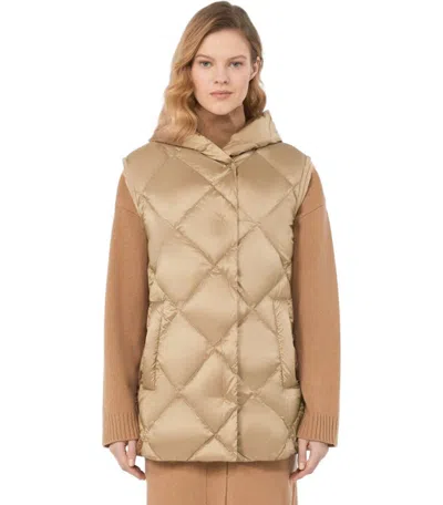 Weekend Max Mara Frutto Beige Hooded Vest In Neutral